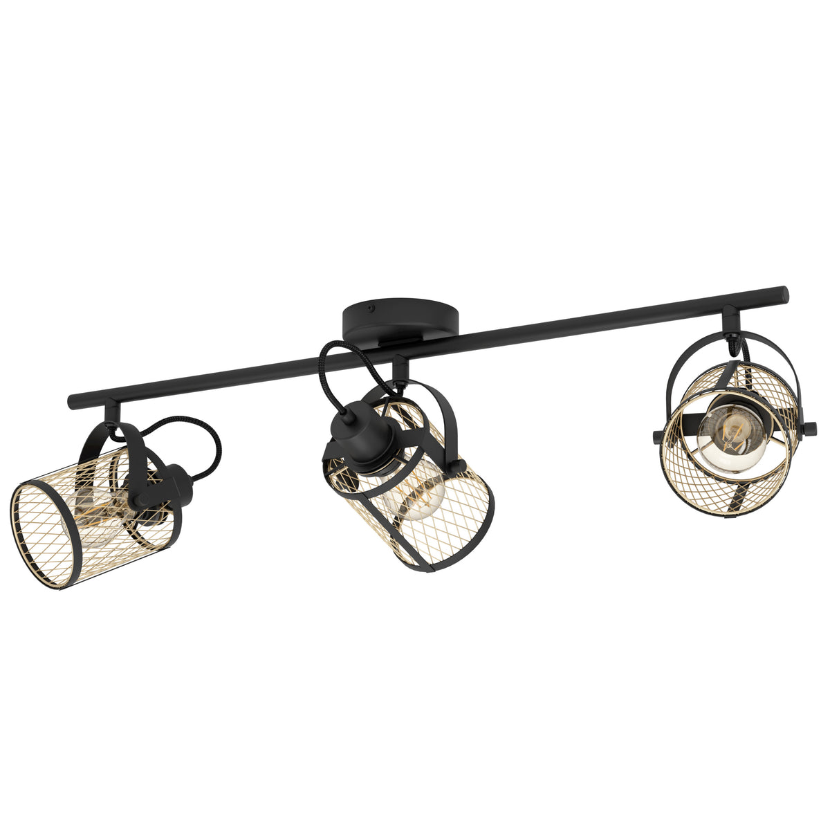 EGLO spot Dellow - e27 - 3 lichts - 83 cm - zwart/geelkoper