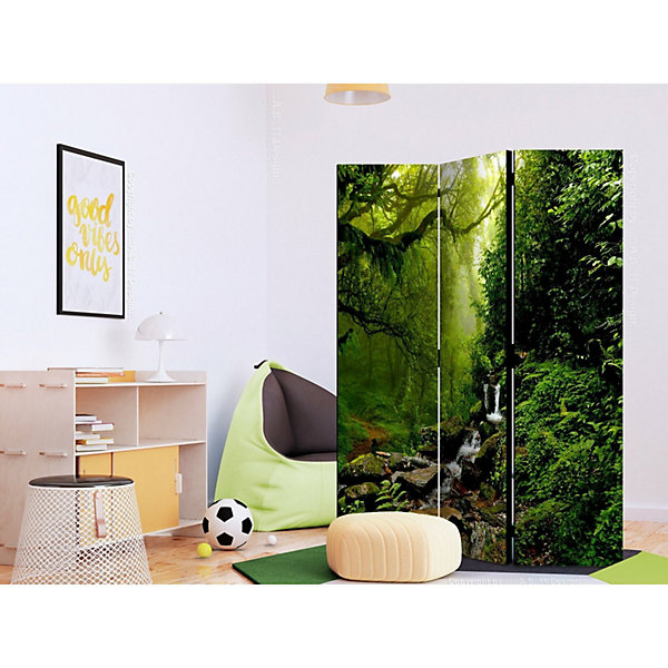 Paravent La Forêt des Contes Décoratif et Fonctionnel 135 x 172 cm Blanc et Vert