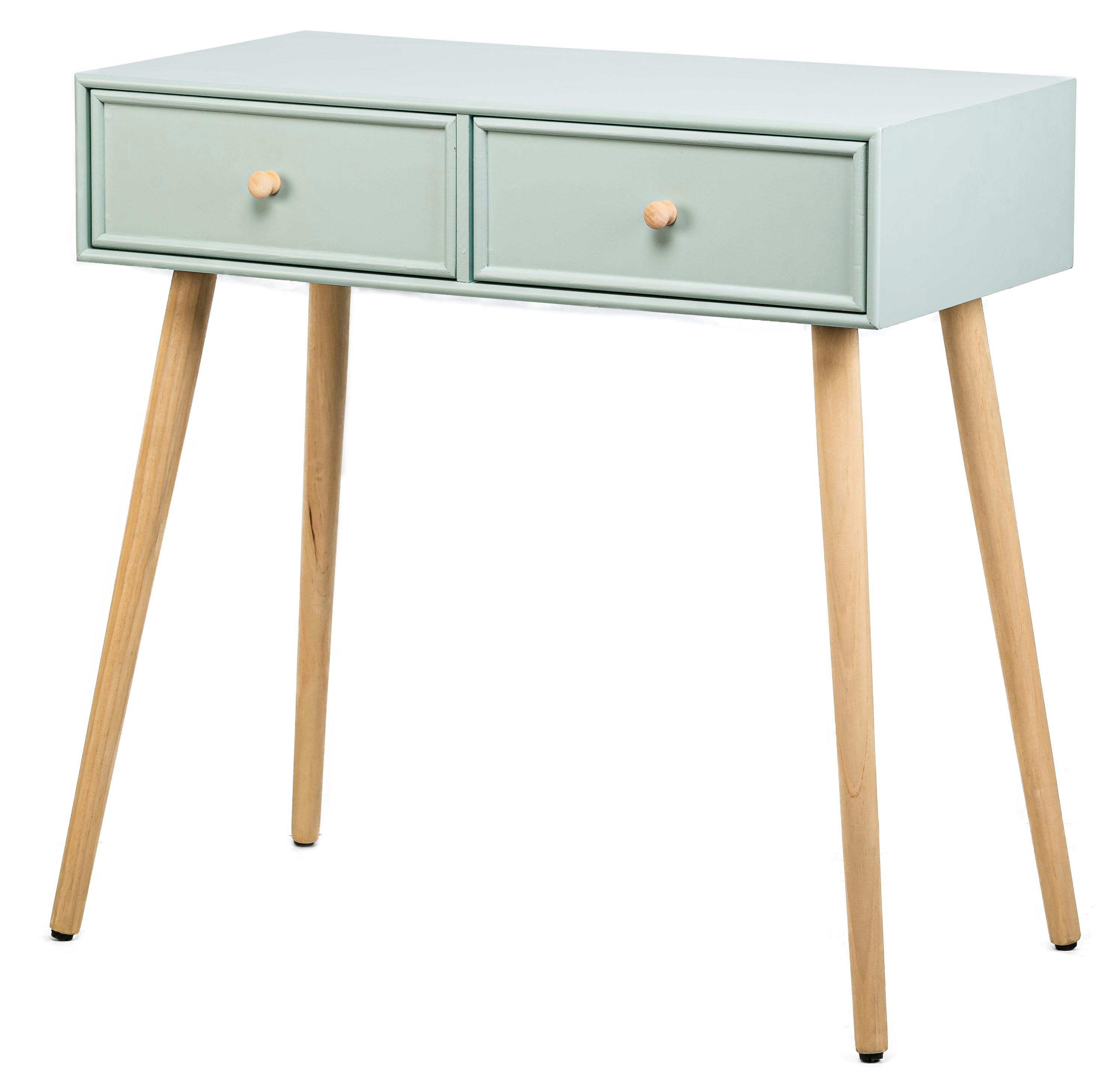- Console 2 tiroirs en bois coloris vert menthe