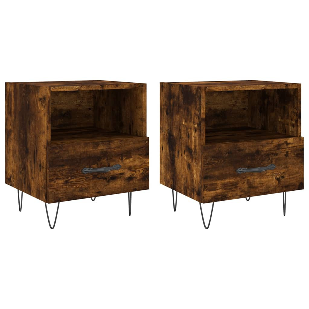2x Szafka Nocna Stolik Komoda Brązowa z Szufladą Do Sypialni 40x35x47,5 cm