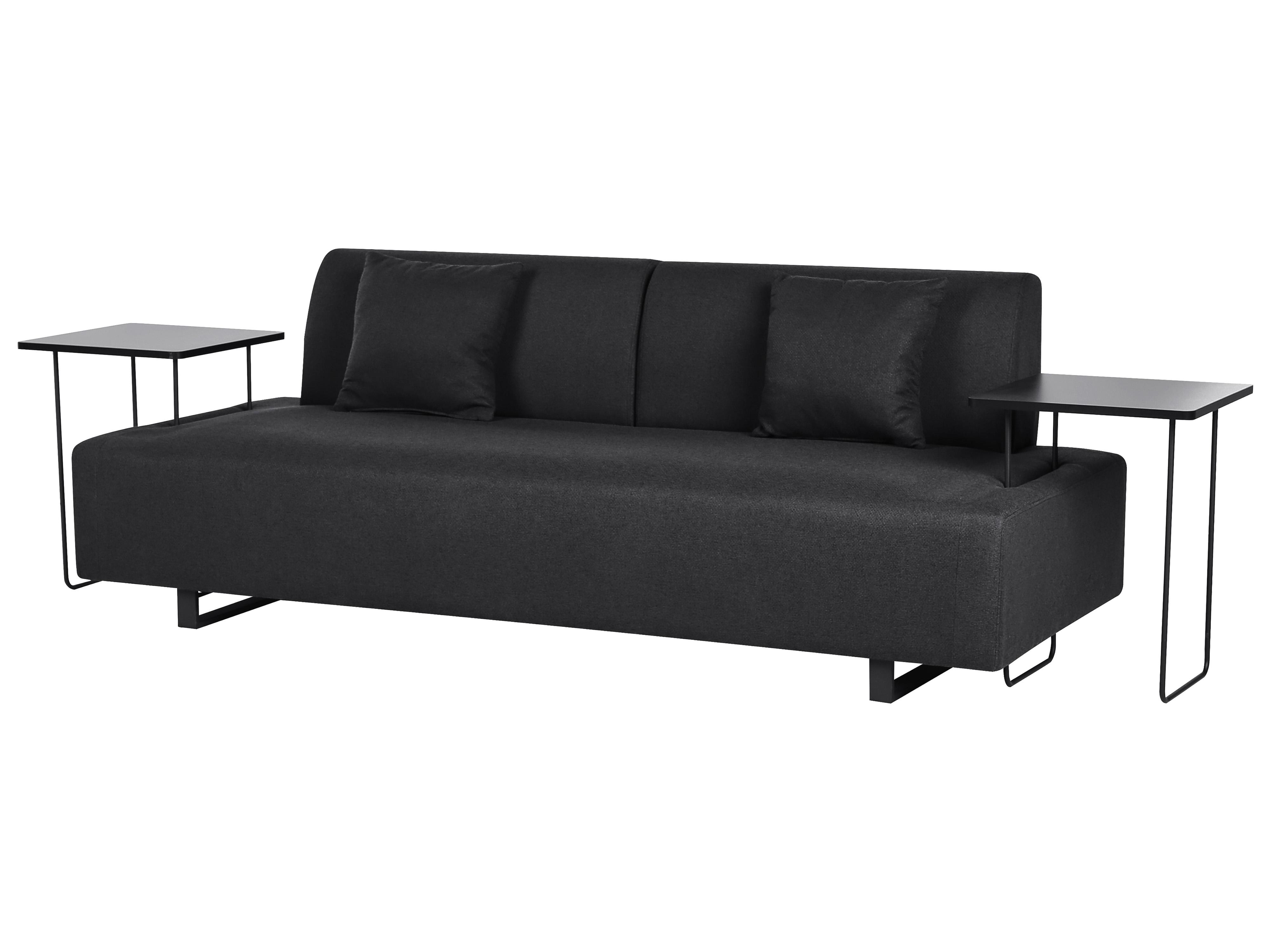 Sofa 3 Seater SOKNA Fabric Black with Tables