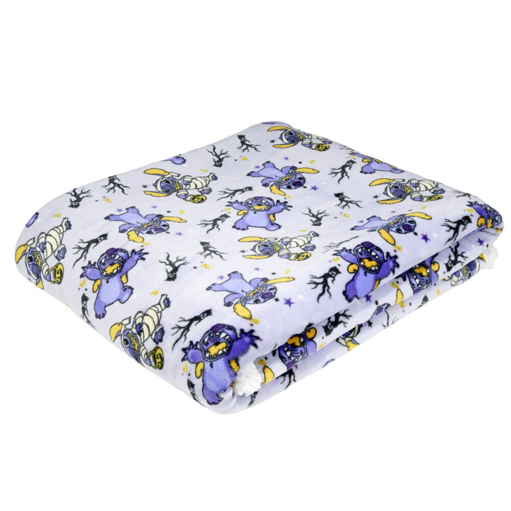 Plaid sherpa Halloween Disney Stitch polyester bleu 120x150cm