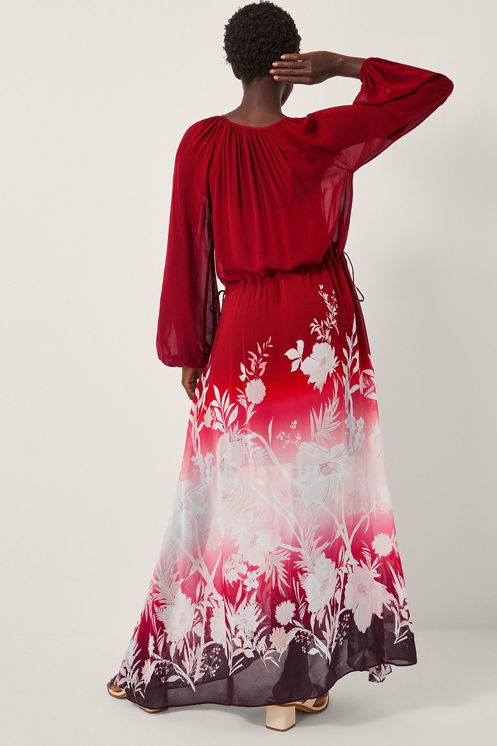 Monsoon Lilian Floral Print Ombr� Maxi Dress Red