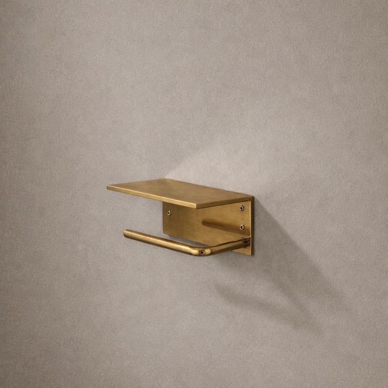 Handmade Solid Brass Toilet Paper Holder, Modern Bathroom Roll Holder - Vintage Farmhouse Bathroom