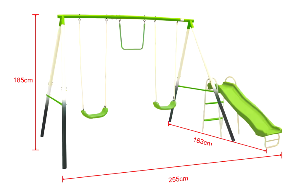 Sportspower Outdoor 4-Station Metal Swing Set Combo, 2 Swings, Trapeze & Slide, Kids Ages 3+