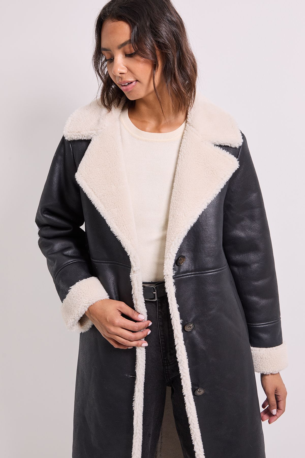 Dorothy Perkins Shearling Midi Coat