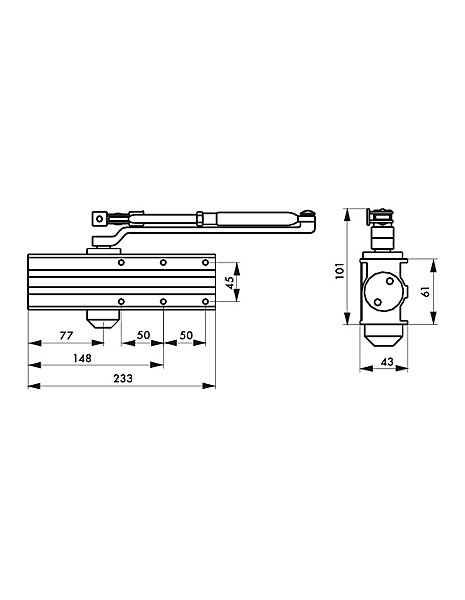 Ferme-porte automatique hydraulique Design force 3, bras coulissant, noir - THIRARD