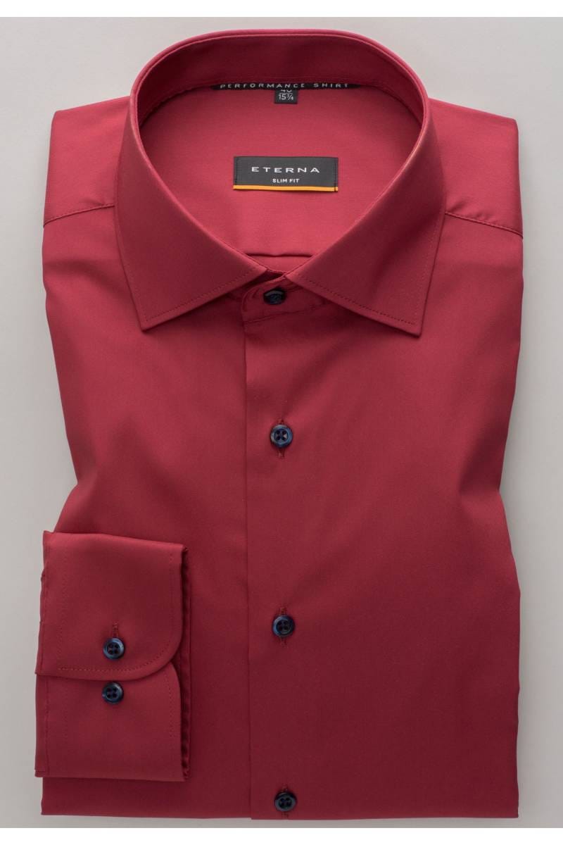 ETERNA Performance Slim Fit Tencel Hemd rot, Einfarbig
