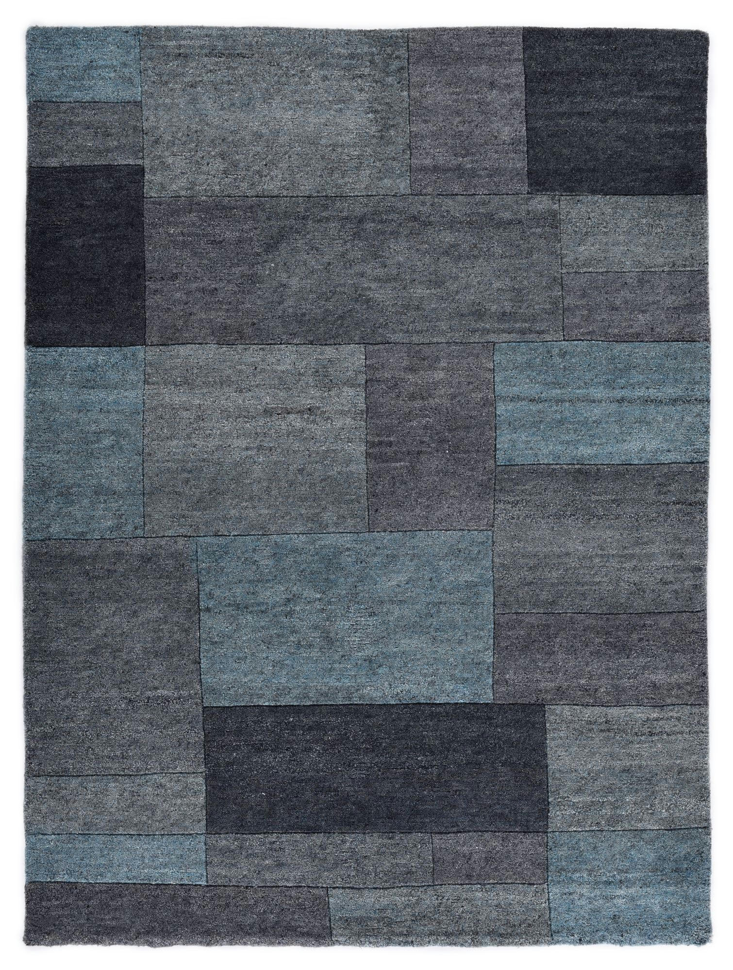 DALAS - Tapis moderne noué main en laine turquoise 170x240 cm