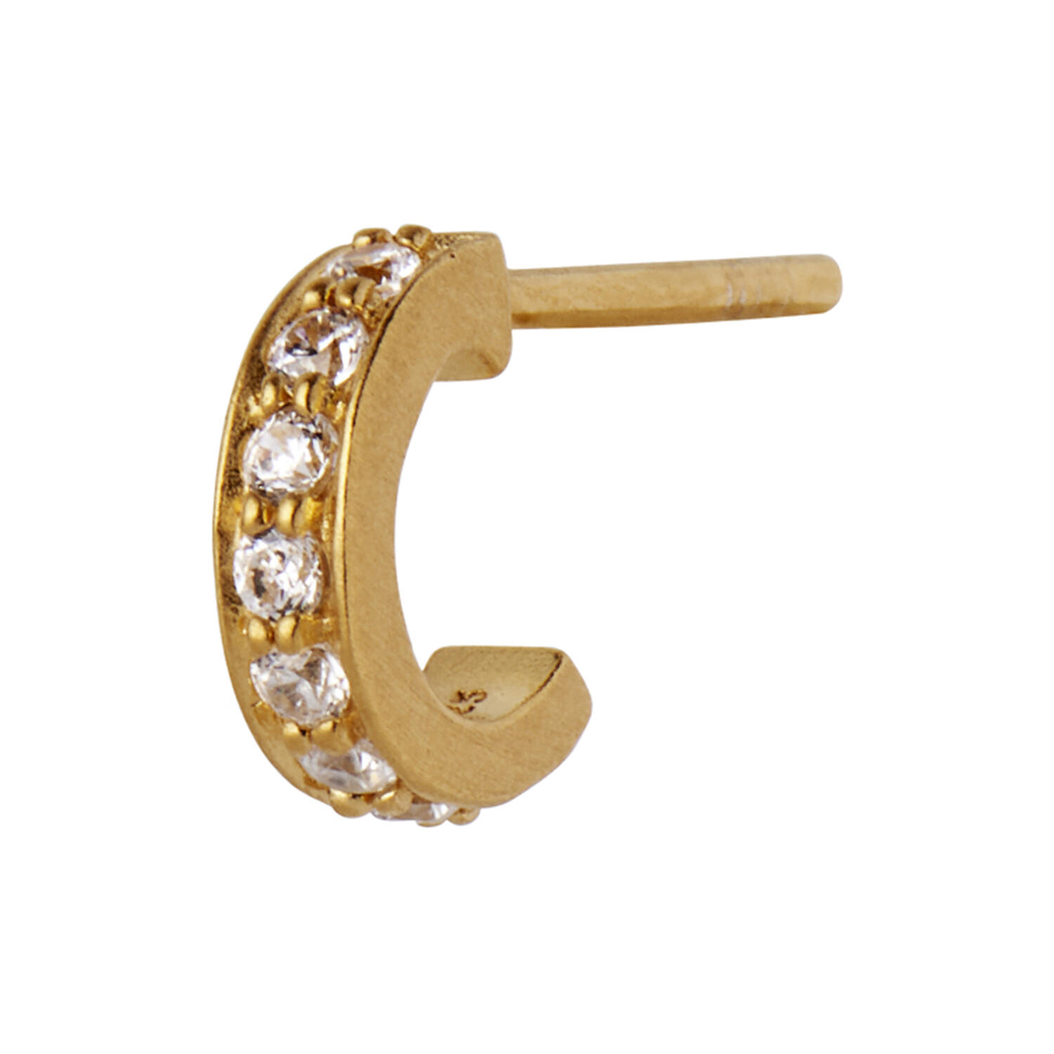 Tres Petit Creol with White Stones Earring Gold