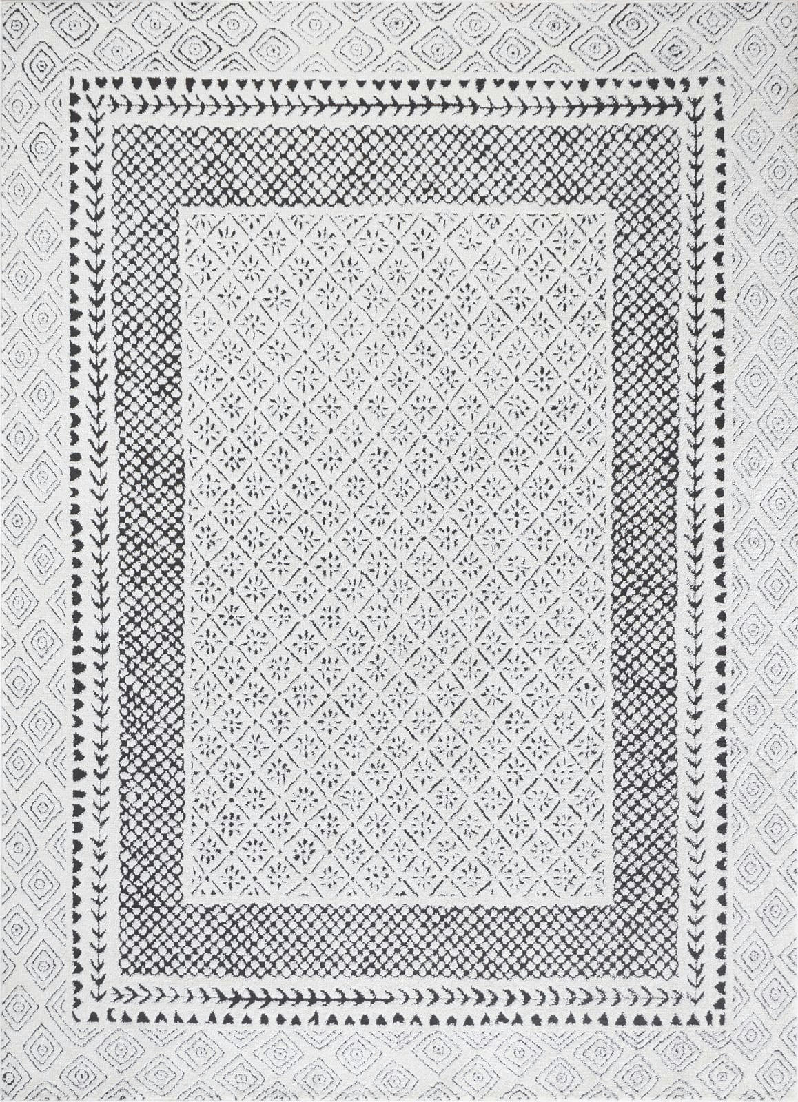 AMBRE - Tapis Scandinave Bohème Ivoire/Noir 200x275