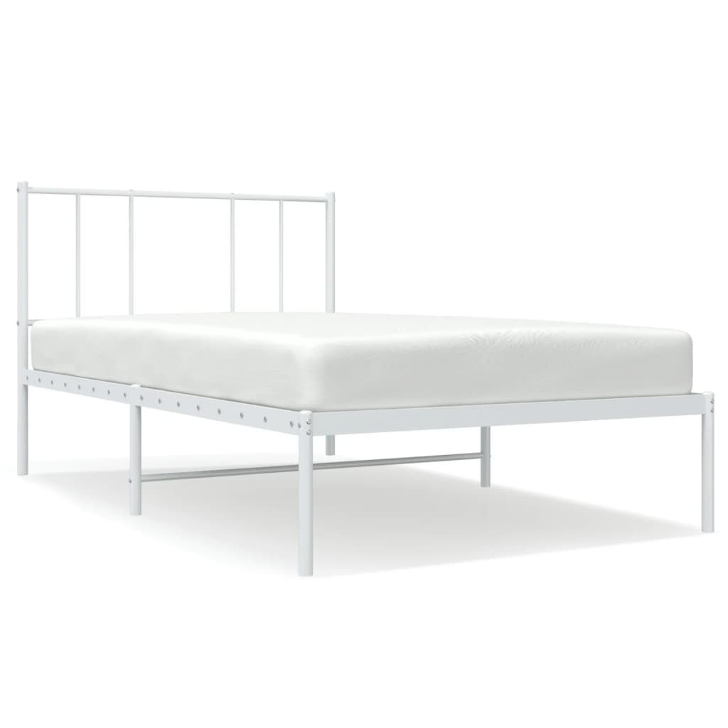 Metalowa rama łóżka z wezgłowiem biała 80x200 cm