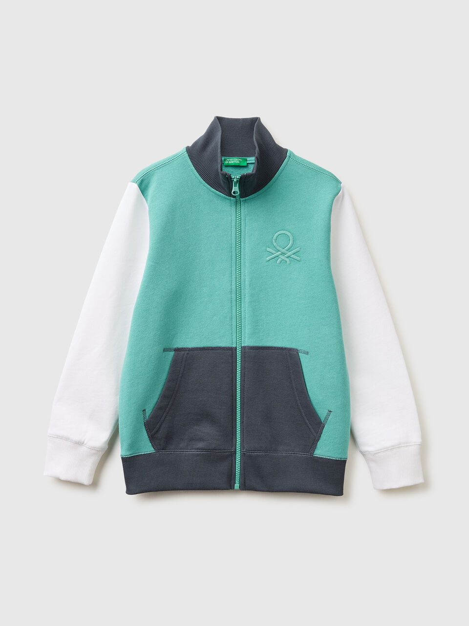 Pure cotton zip-up sweatshirt