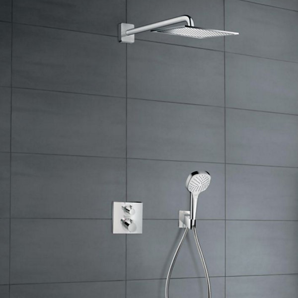 Colonne de douche encastrée thermostatique HANSGROHE Ecostat Square chromé   Nettoyant Briochin