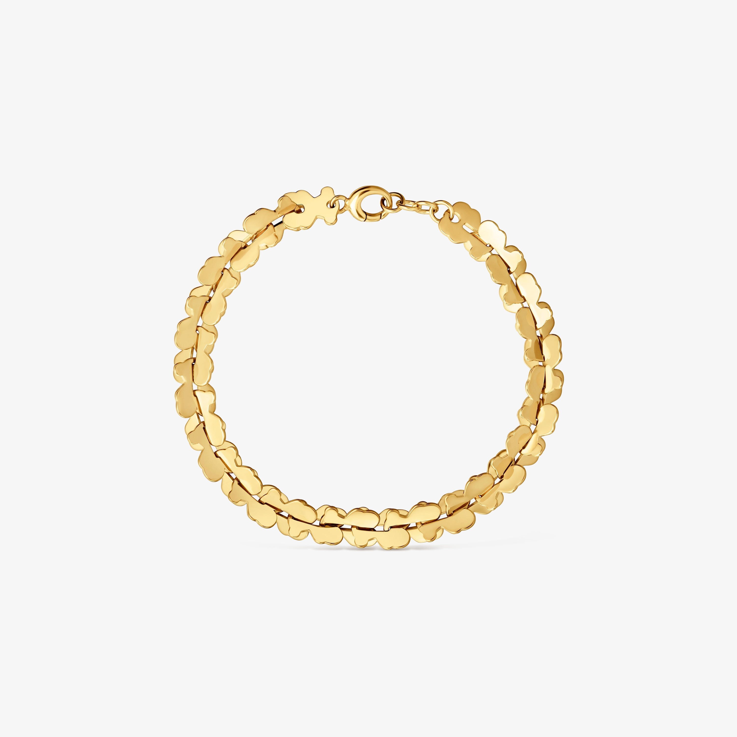 Pulsera cadena de acero en color dorado con motivos oso Carrusel