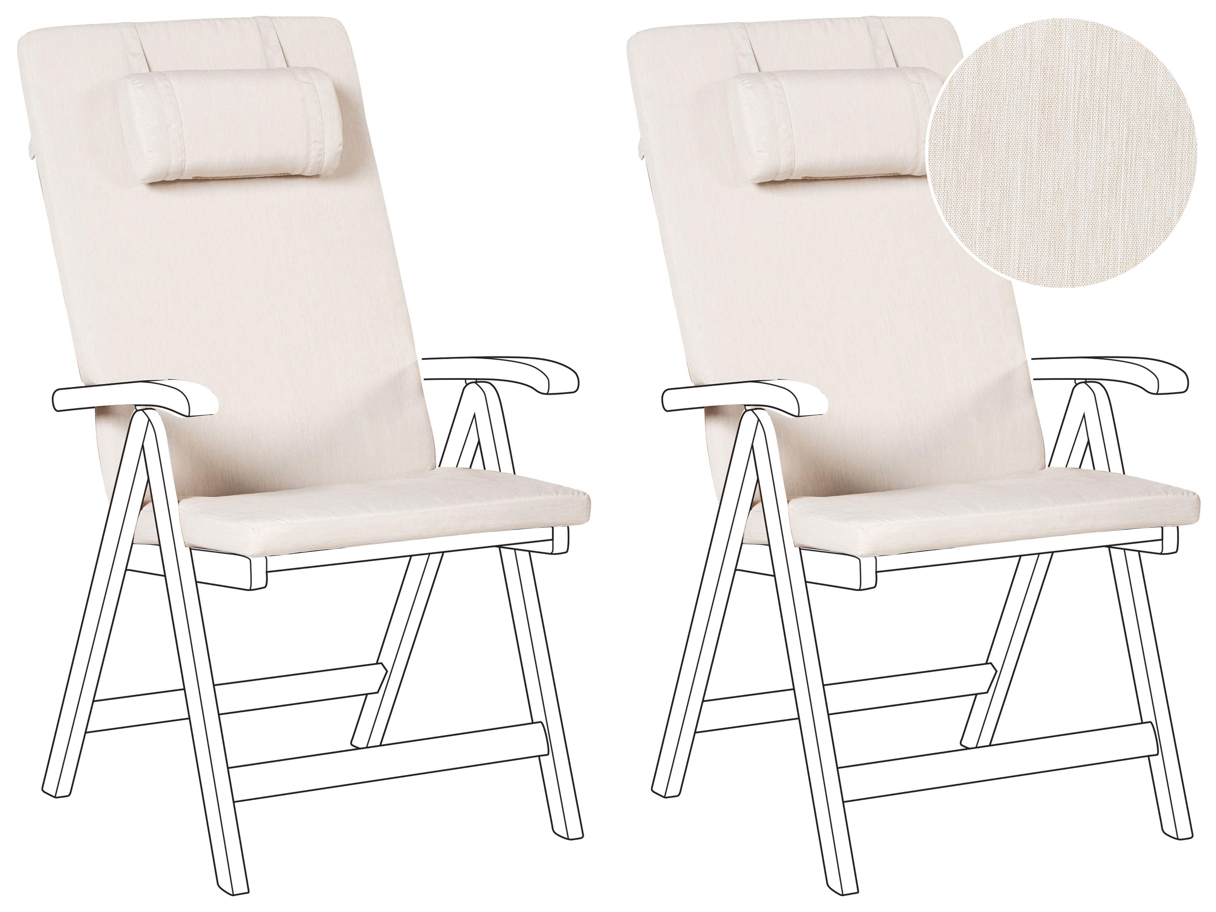 Set of 2 Back/Seat Cushions JAVA/AMANTEA PREMIUM 50 x 71 cm Light Beige