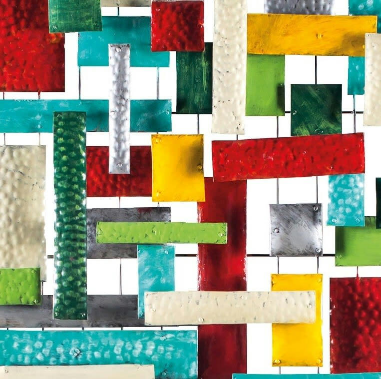 BIG-BEL - Décoration murale en métal, rectangles multicolores 70x70