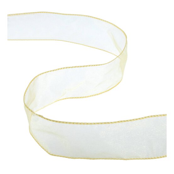 Light Gold Wire Edge Organza Ribbon 63mm x 3m
