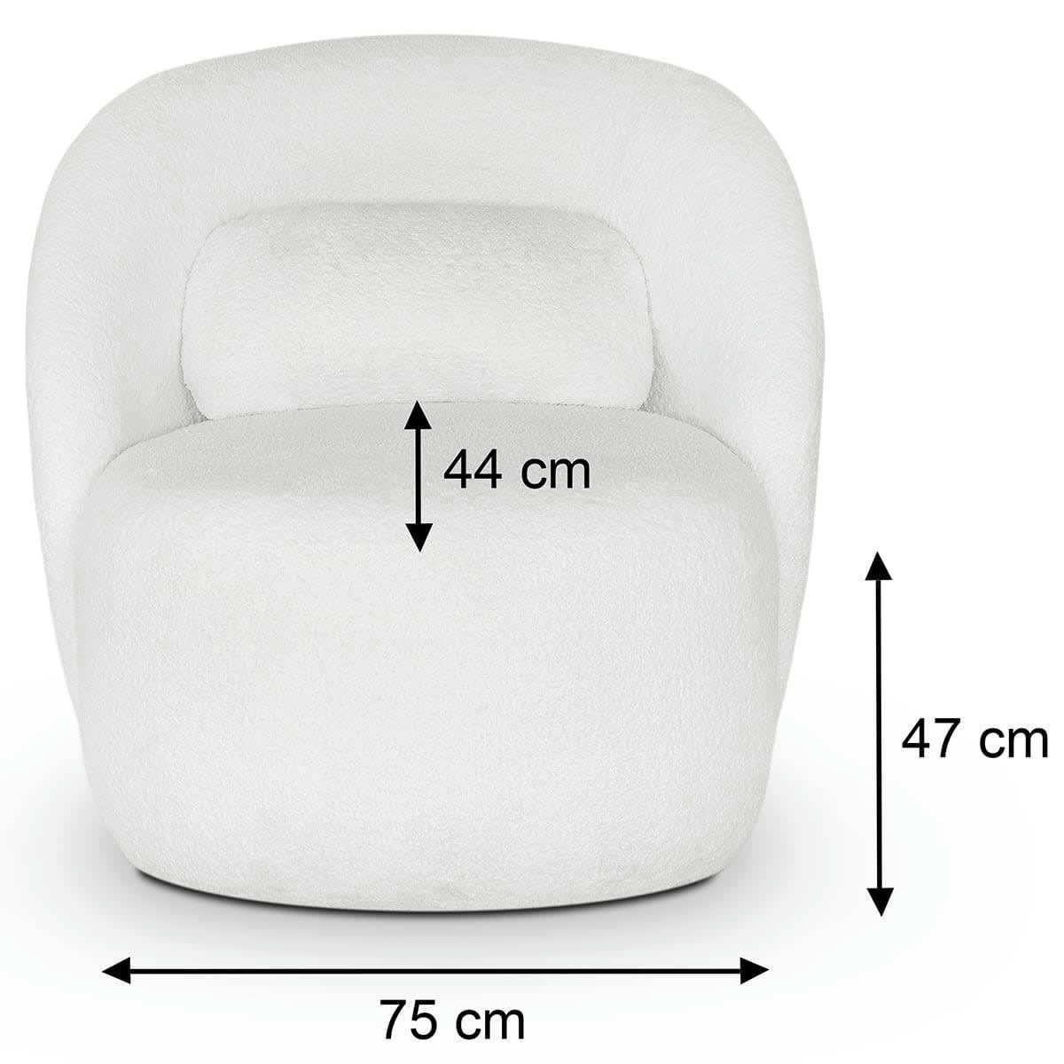 RONDO - Fauteuil en tissu bouclette écru