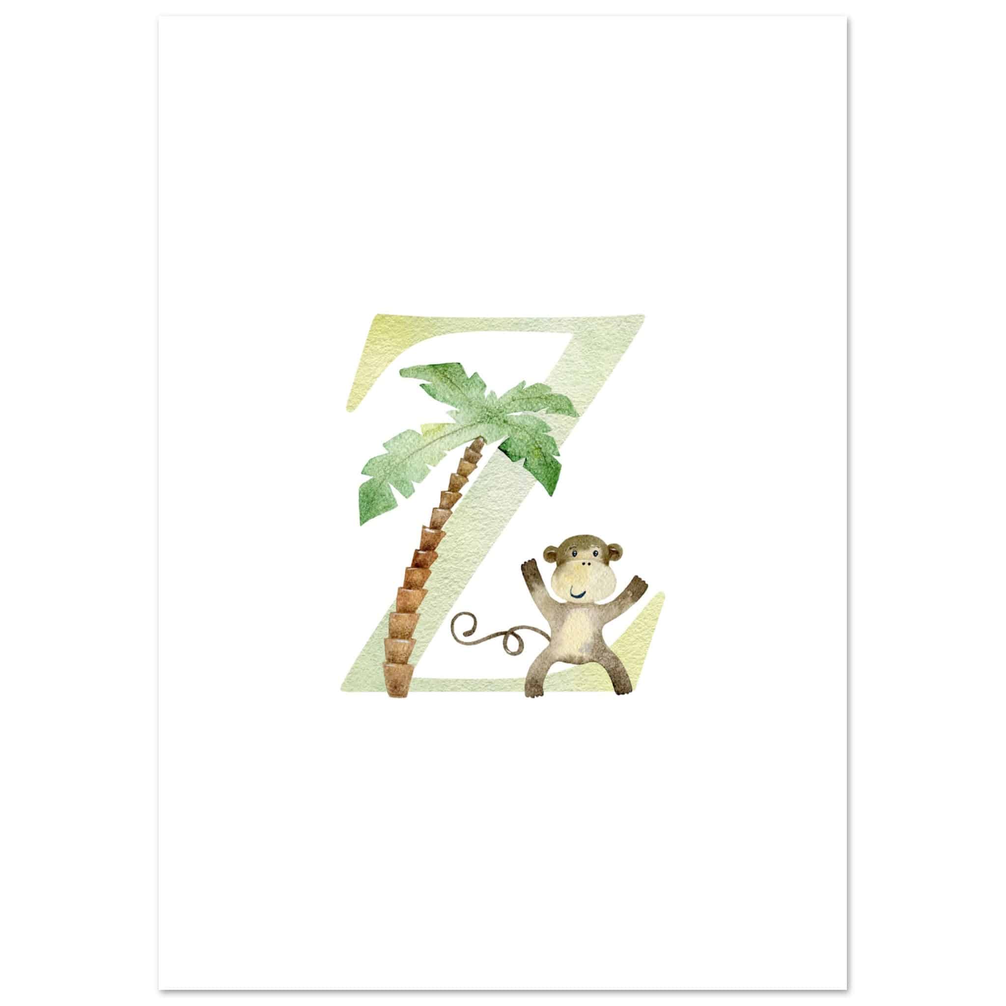 Artfulprints Poster Letter Z kindernaam  - A4 21x29.7 cm - Meerkleurig
