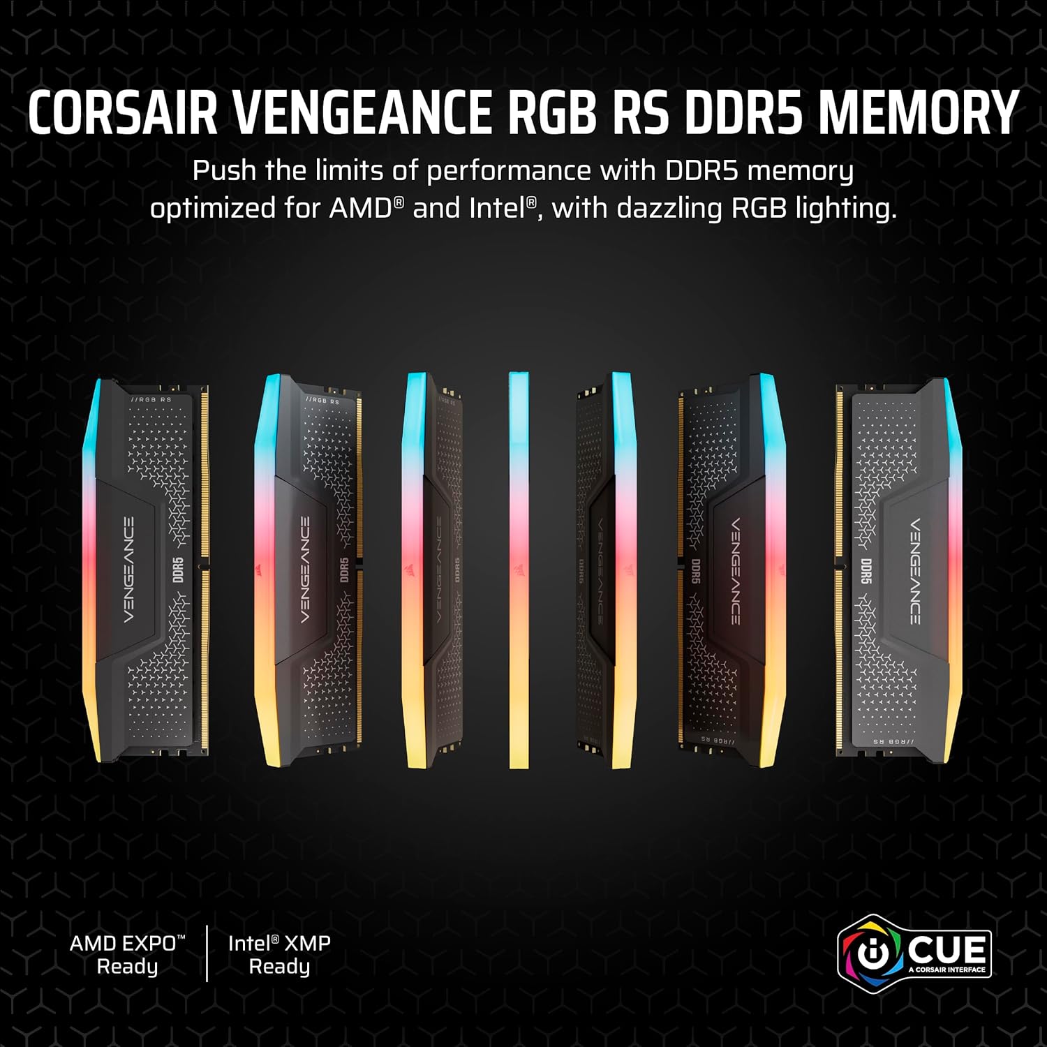 CORSAIR Vengeance RGB RS DDR5 RAM 64GB (2x32GB) Up to 6000MHz CL40-50-50-96 1.35V AMD Expo Intel XMP Computer Desktop Memory – Gray (CMG64GX5M2D6000Z40)