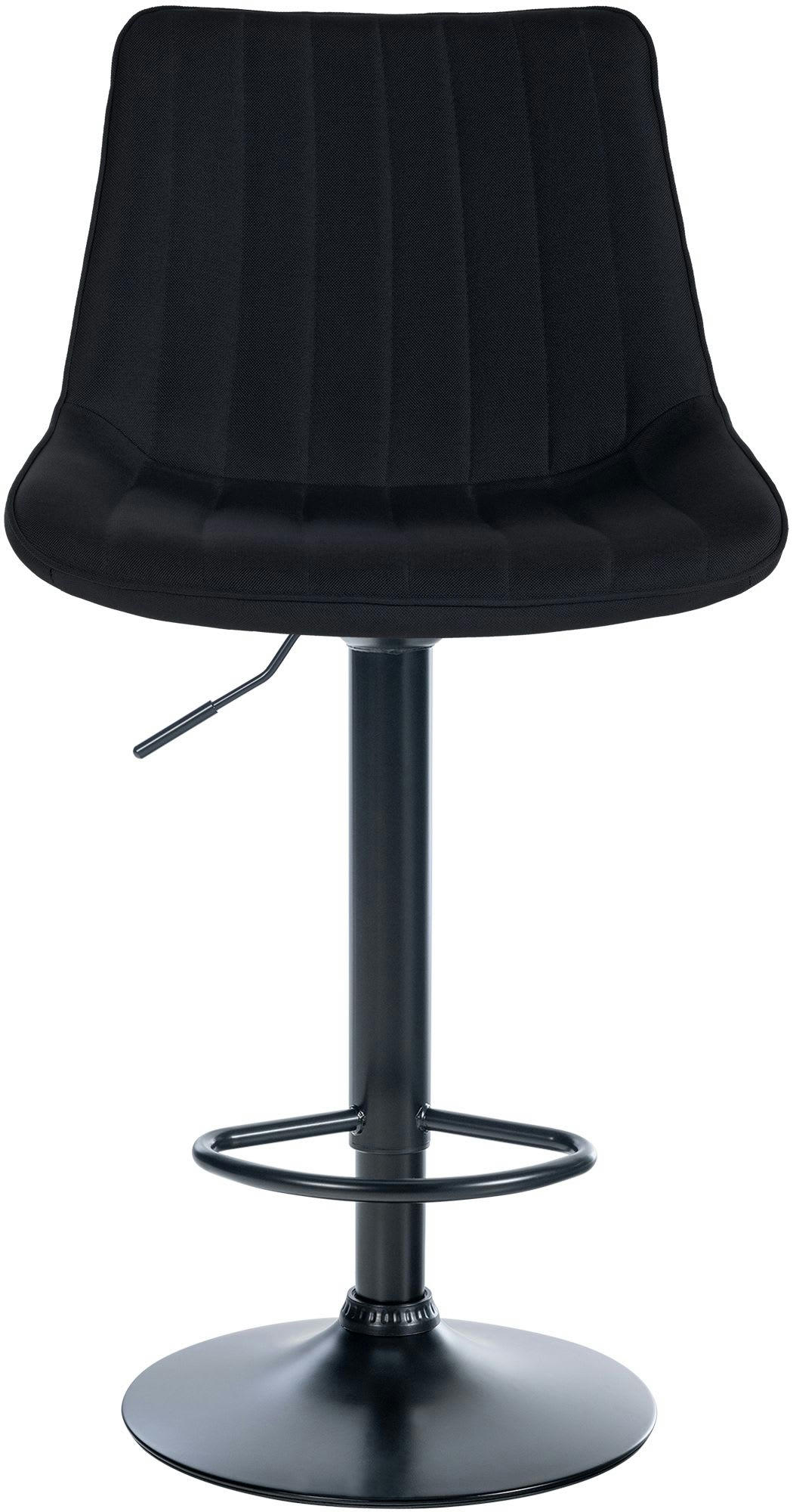 TONI - Tabouret de bar en tissu ajustable pivotant tissu Noir