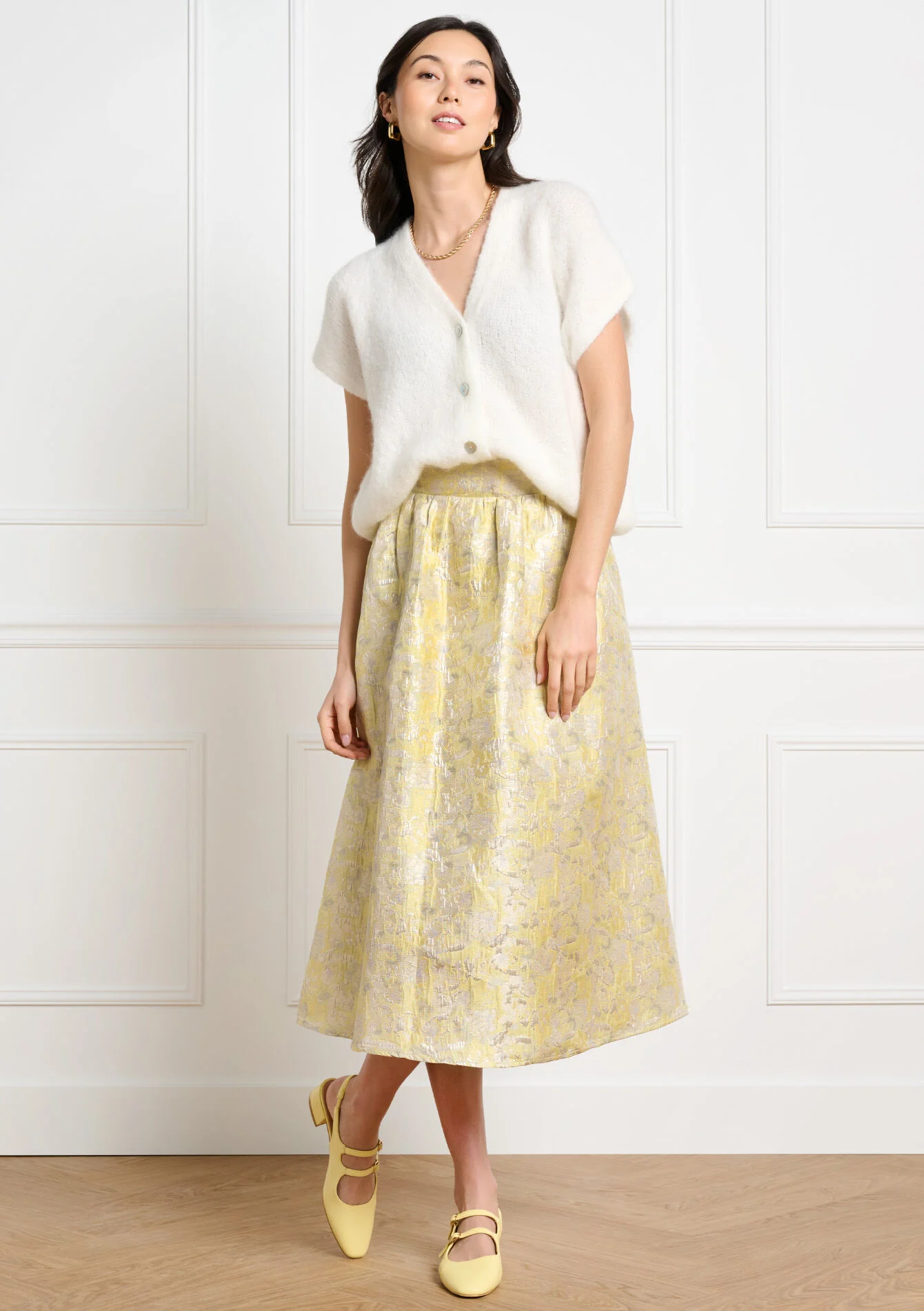 Uitlopende jacquard midi rok