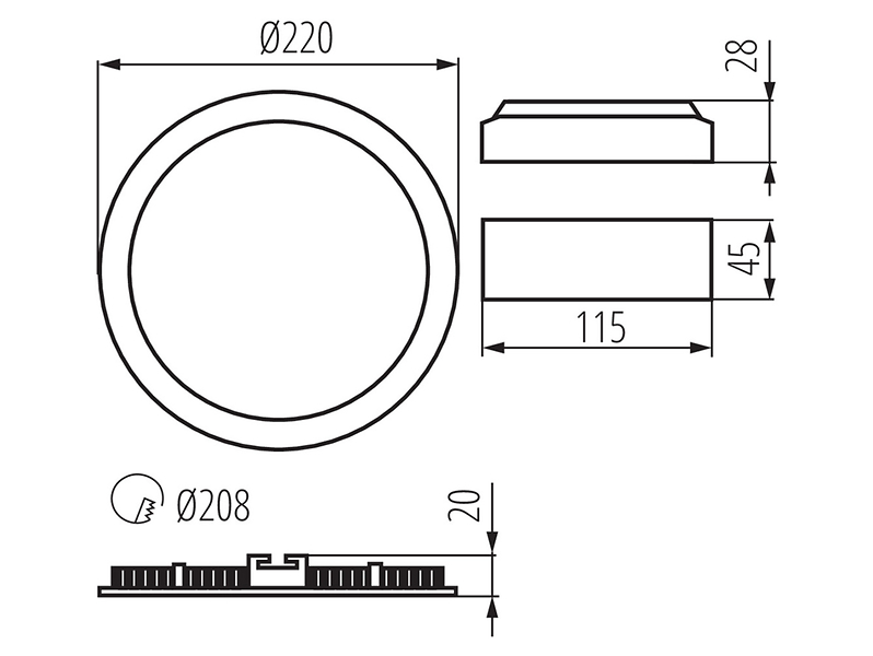 Lampa sufitowa wpuszczana Rounda LED aluminiowa biała