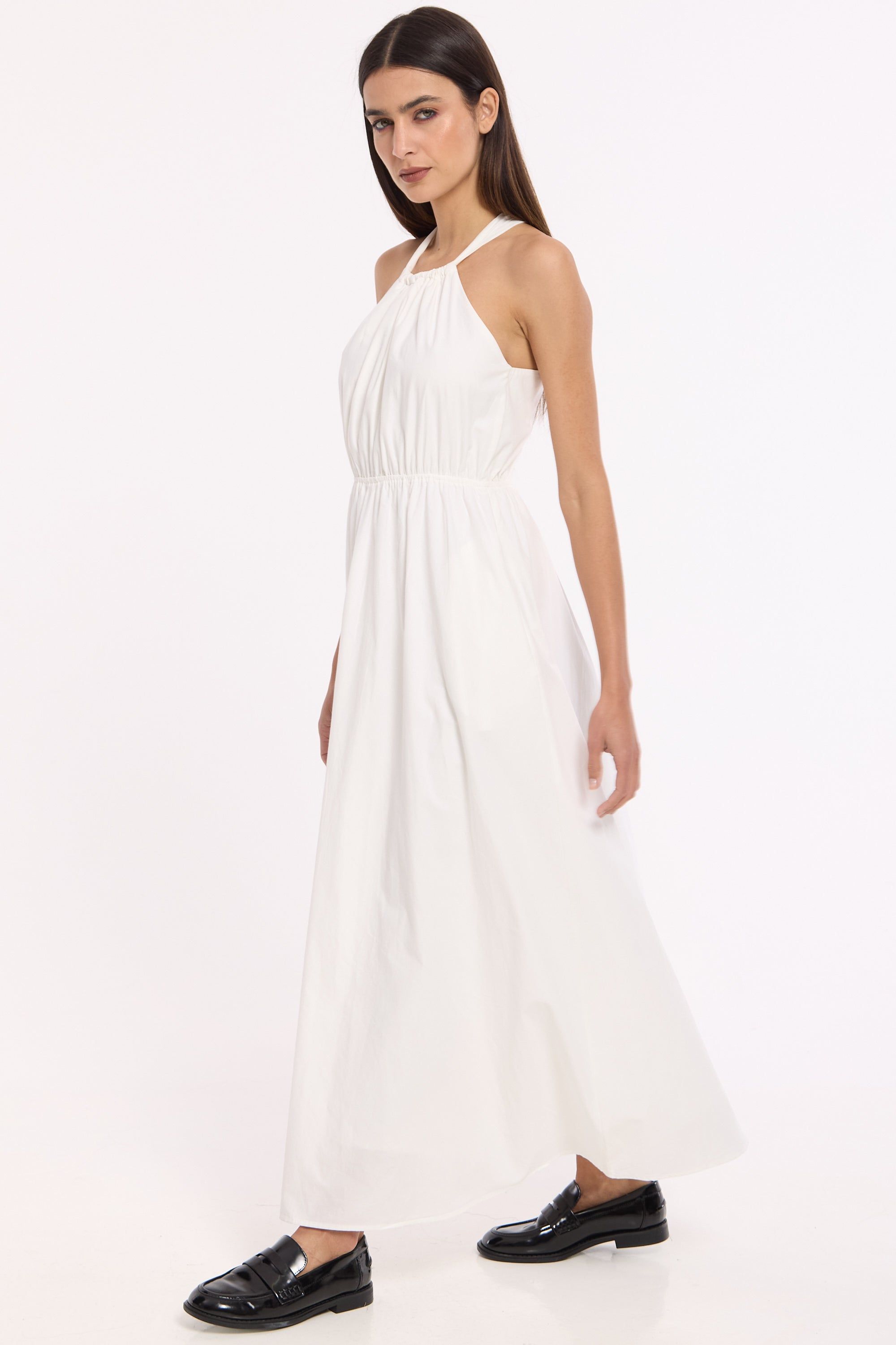 House of Holland White Halter Neck Maxi Dress