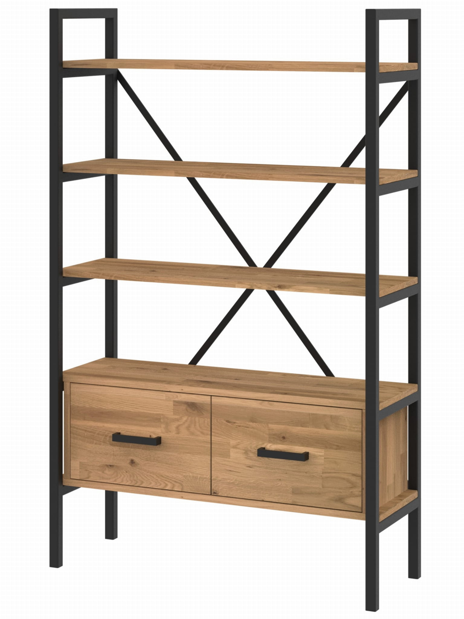 Regał dębowy Medium-Cabinet 160x80x30 cm LOFT z drzwiczkami K1-1