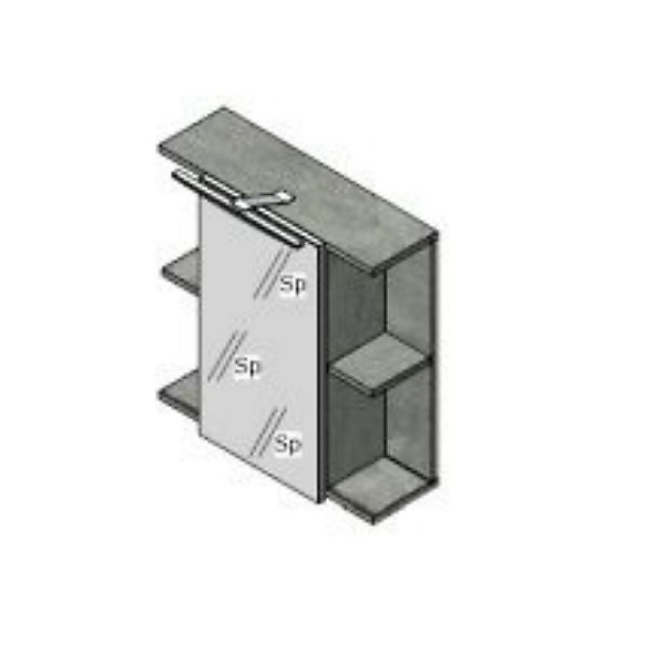NANO - Meuble de salle de bain - Armoire de toilette avec miroir et LED en mélaminé blanc-gris. L-H-P:60-62-20cm