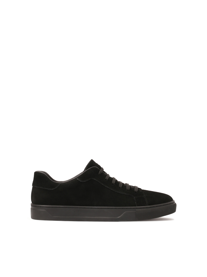 Black suede lace-up sneakers
