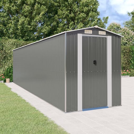 NNEVL Garden Shed Light Grey 192x772x223 cm Galvanised Steel