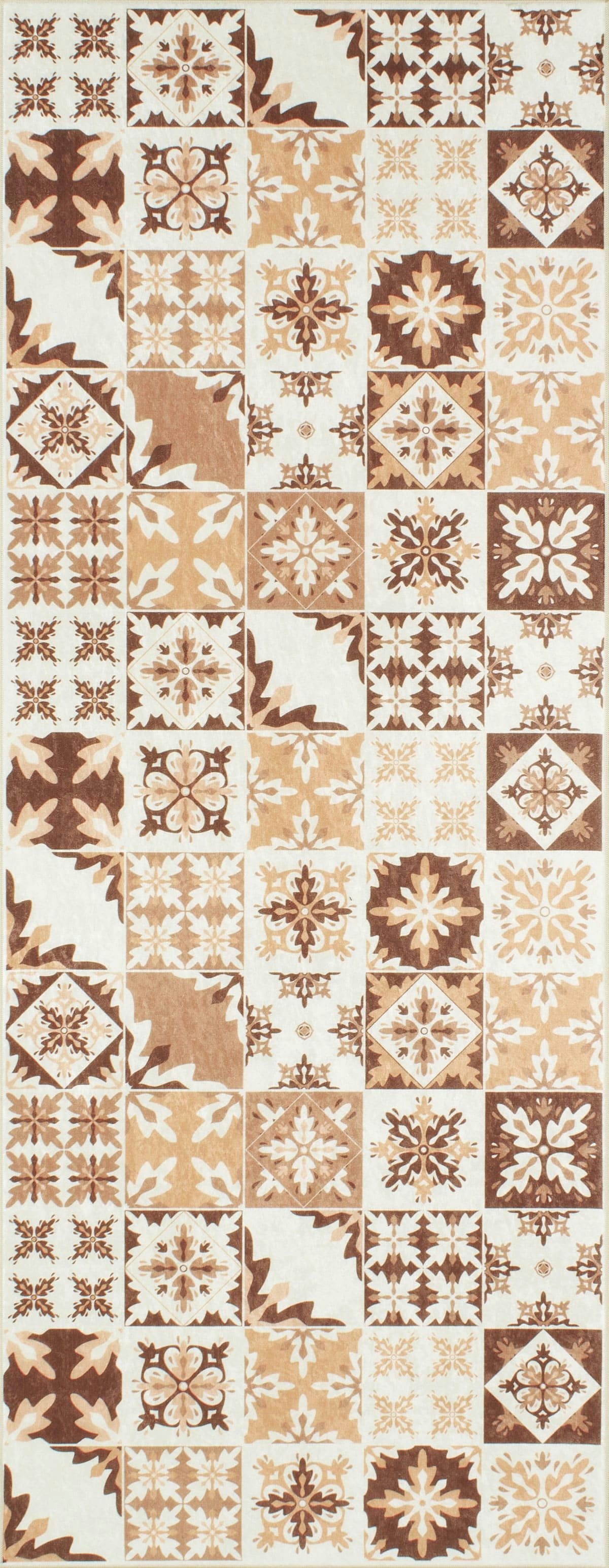 AZULEJO - Tapis de cuisine carreaux de ciment orange 70x180