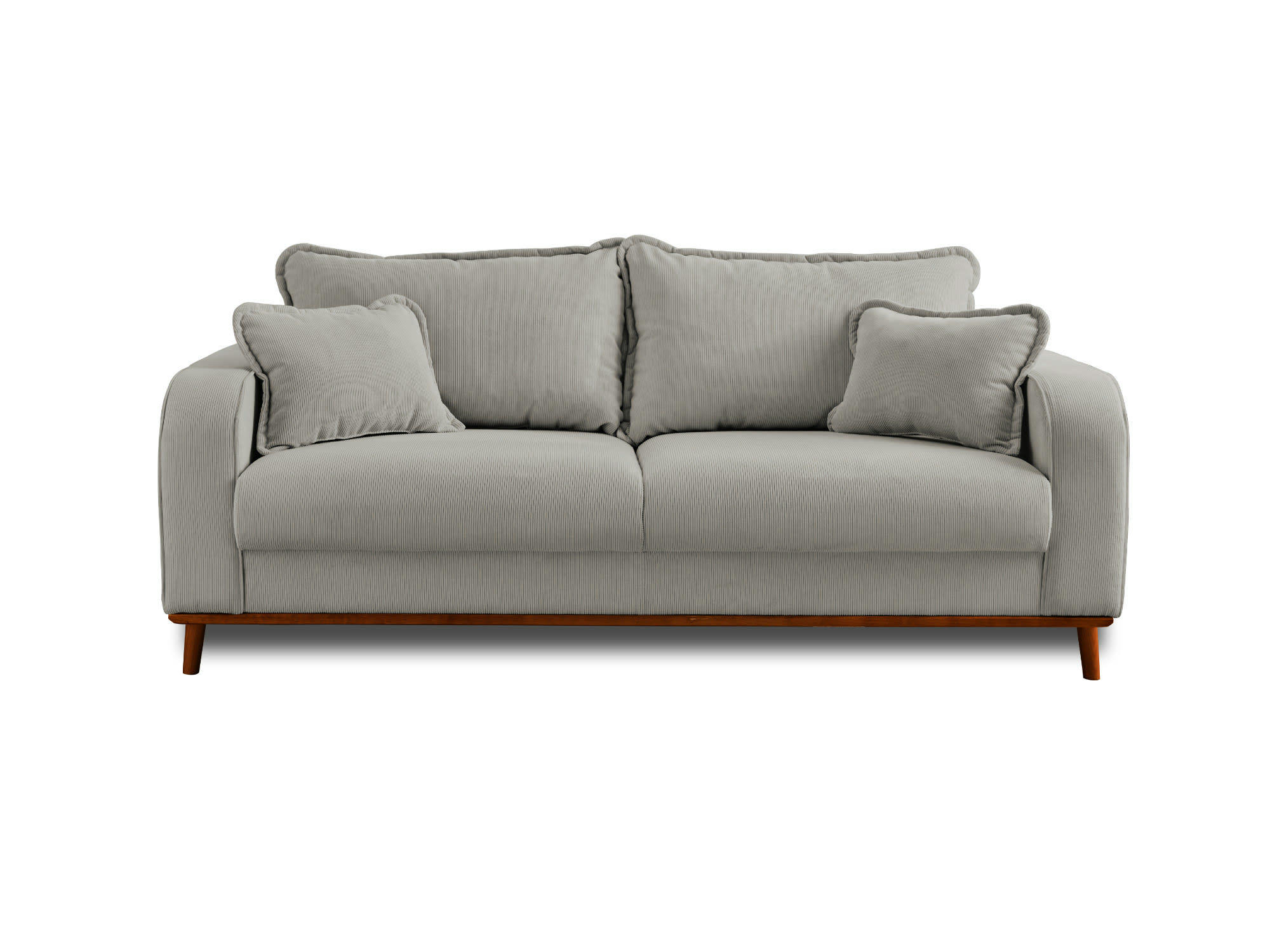 BILLIE - Canapé droit 3 places en velours côtelé gris clair