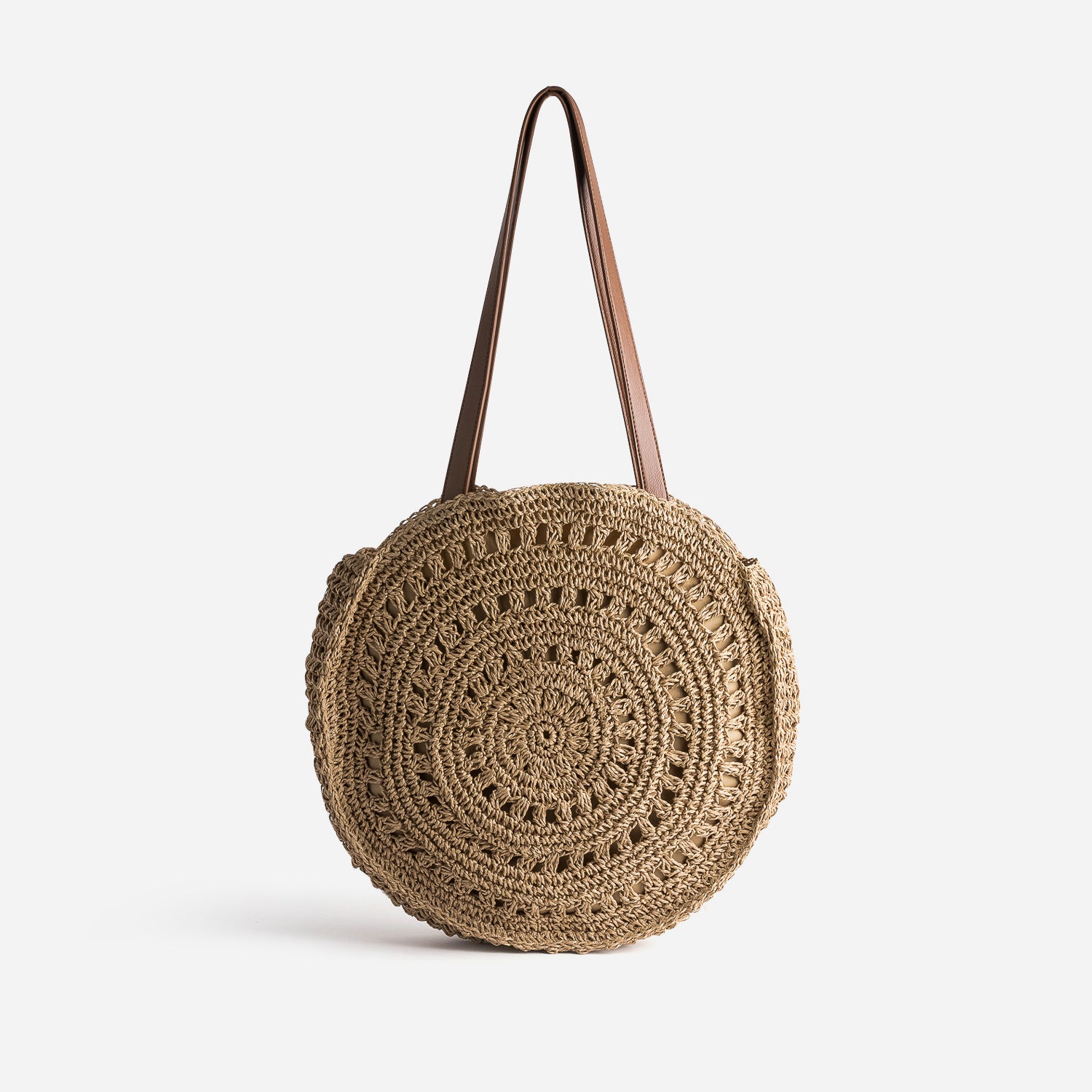Panier rond beige foncé paille papier