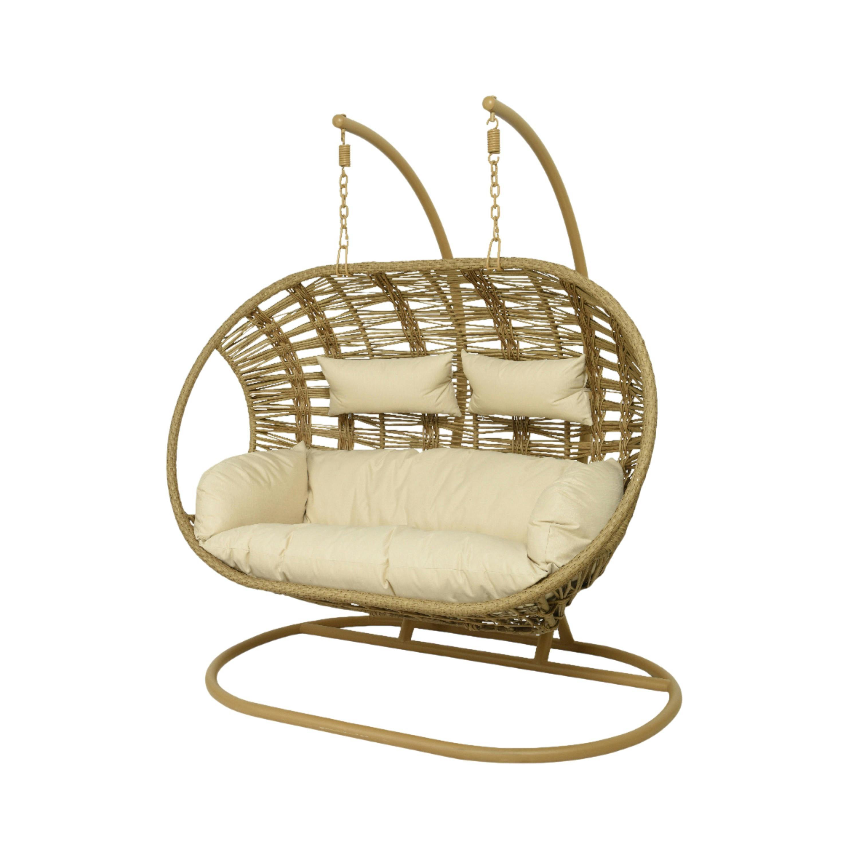 Fauteuil suspendu 2 places arrondi tressage serré finition naturelle SOUTH BEACH