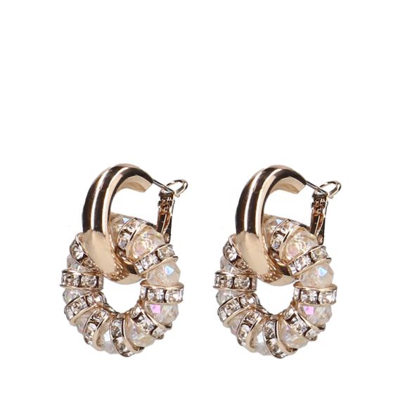 Manfield Goudkleurige oorbellen met steentjes hangers