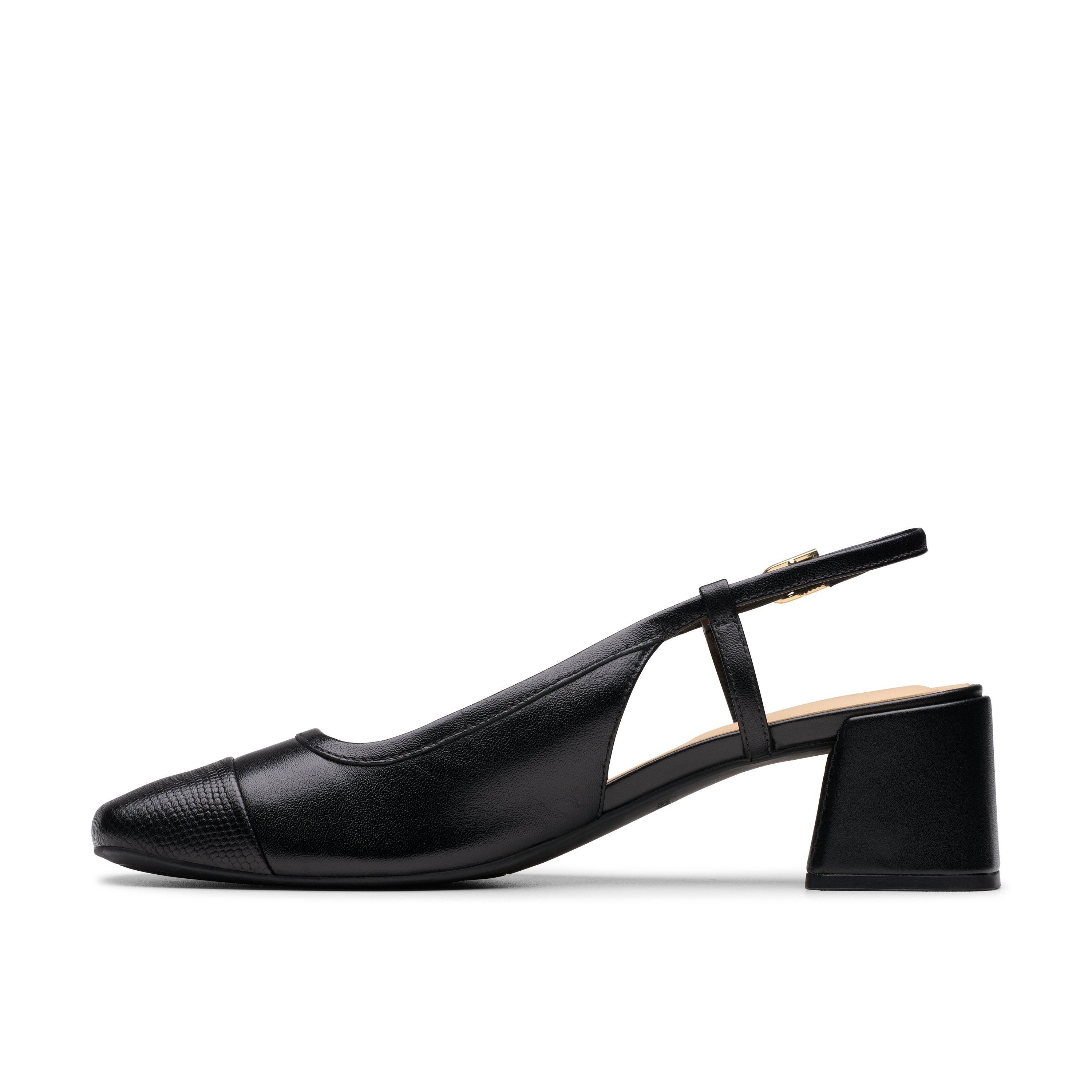 Clarks Nyta 45 Sling Black Combination Leather Court Shoes,Pumps,Heels