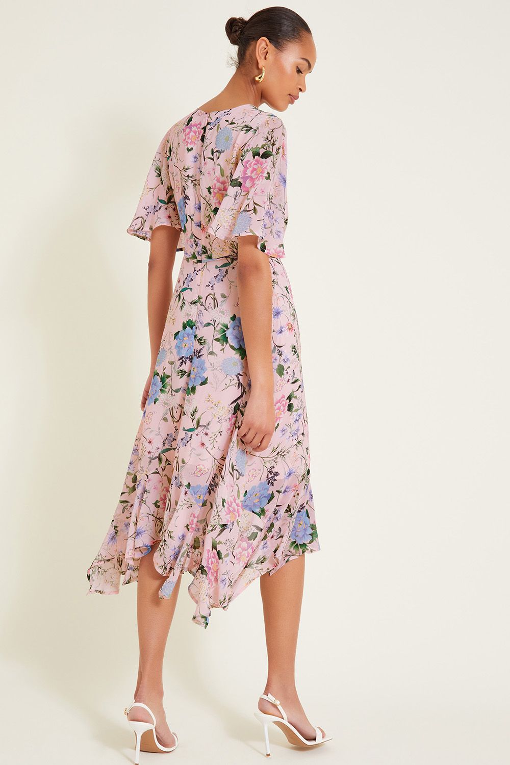 Monsoon Sisi Floral Print Dress Pink