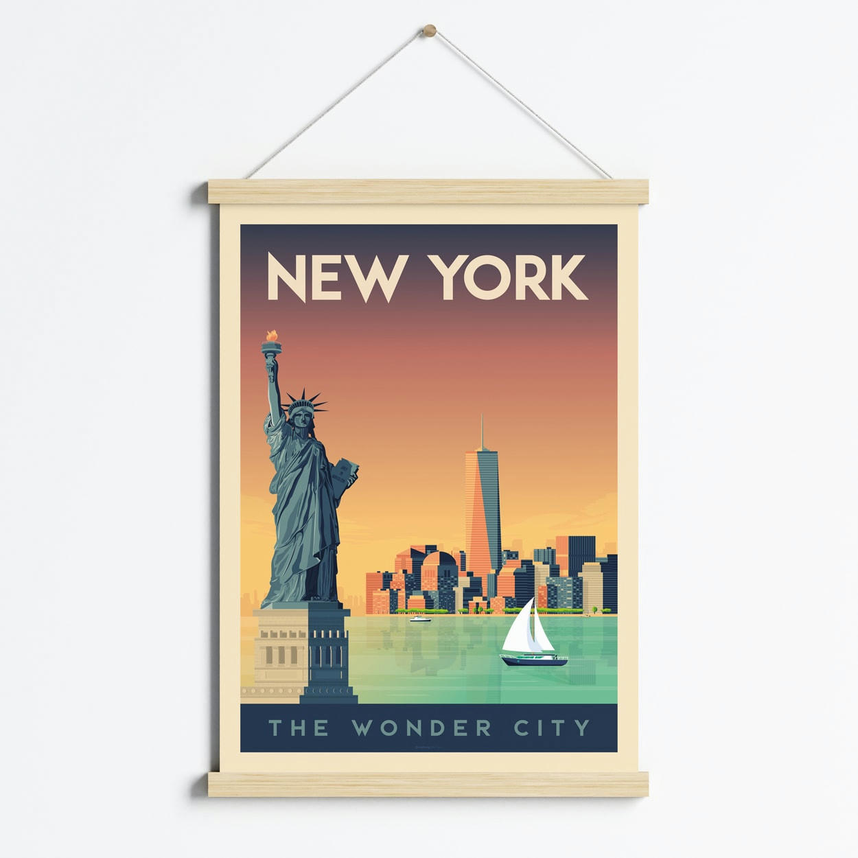 - Affiche New York Etats-Unis + Cadre Magnétique (Bois) 50x70 cm