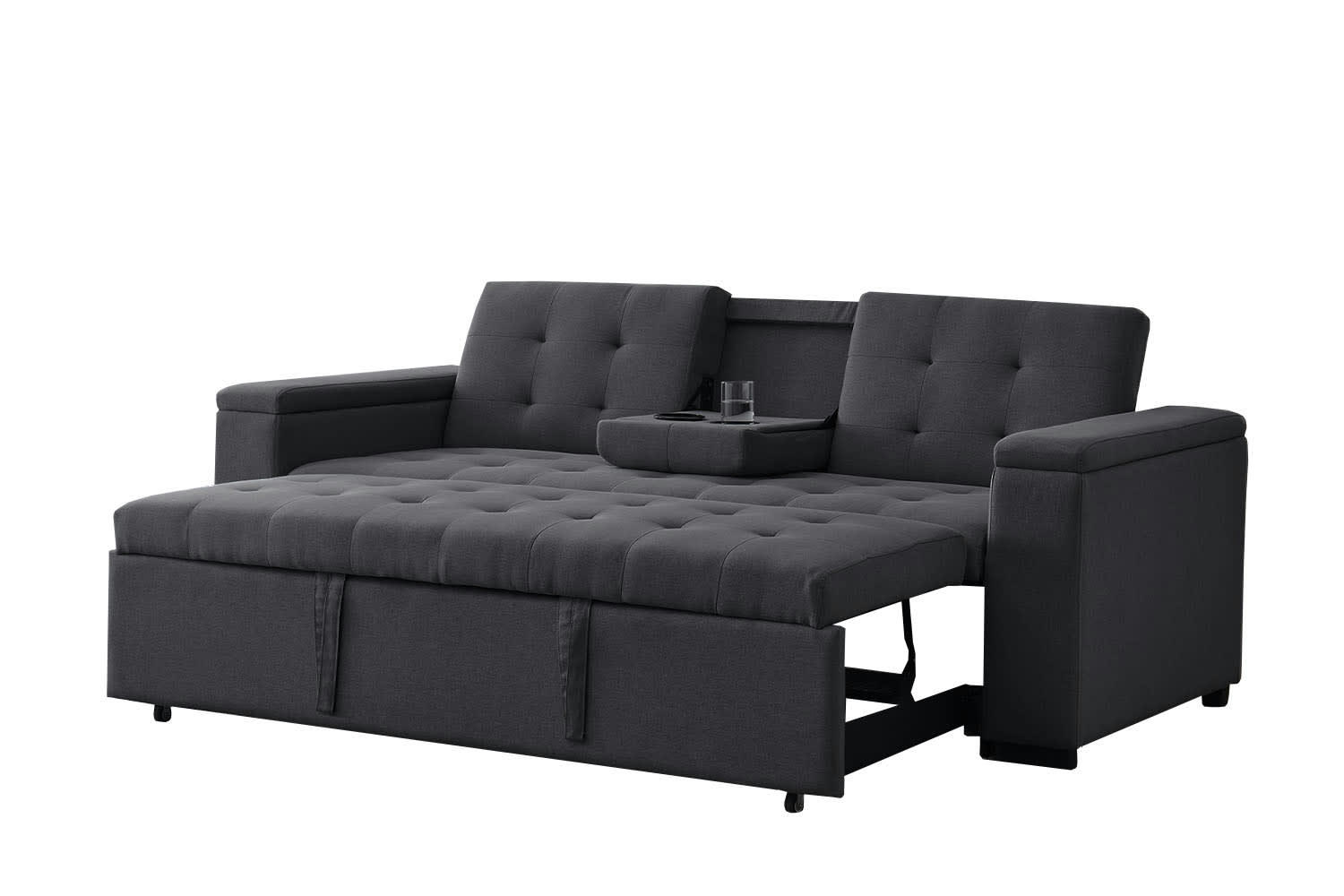 NOHO - Canapé convertible 3 places en tissu gris foncé