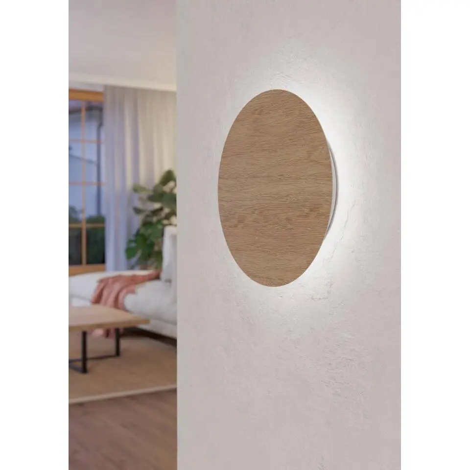 EGLO Alamilo Wandlamp - LED - &Oslash; 22 cm - Bruin - Hout