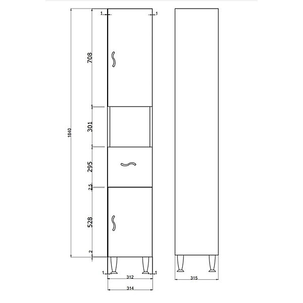 Colonne De Salle De Bain Sur Pied Blanc Brillant H 198 Cm- Easy