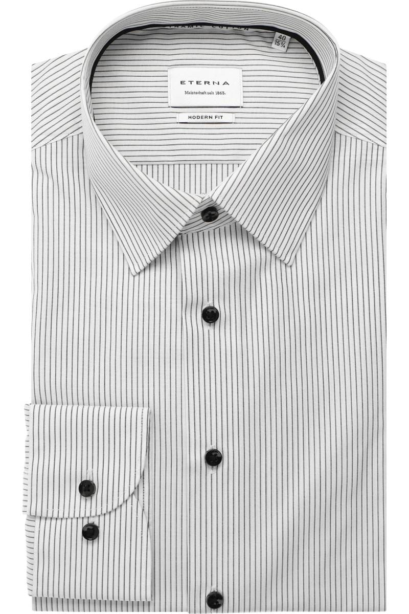 ETERNA Modern Fit Hemd schwarz, Gestreift (extra langer Arm)