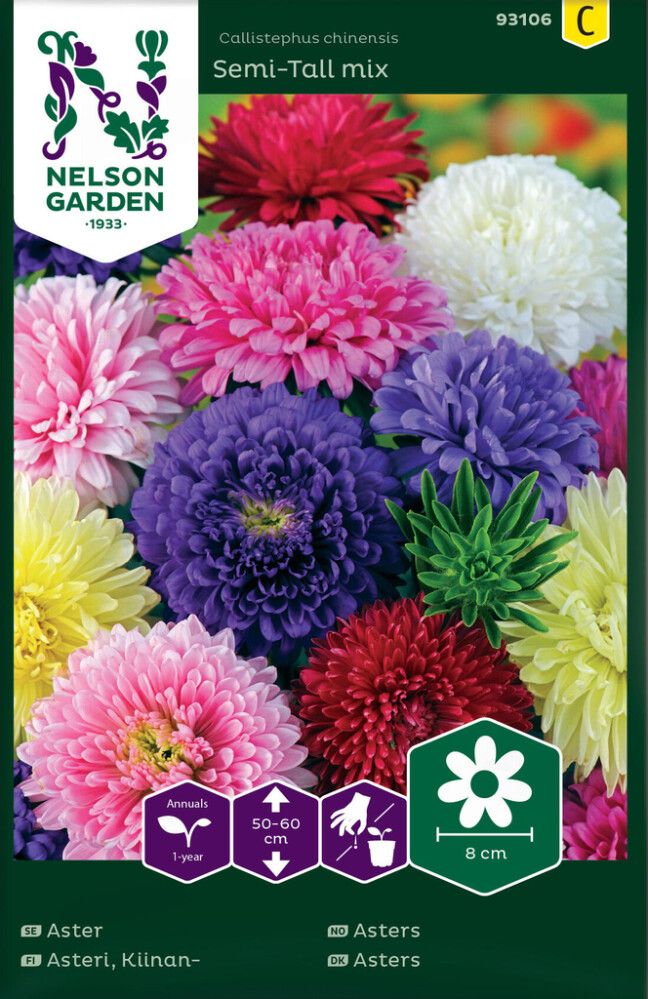 BLOMSTERFRØ NELSON GARDEN ASTERS SEMI-TALL MIX