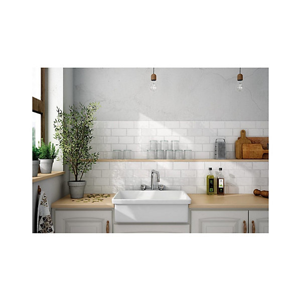 Carrelage mural faïence effet artisanal MASIA 30x7.5 cm Blanco - brillant -- boîte de 1 m2