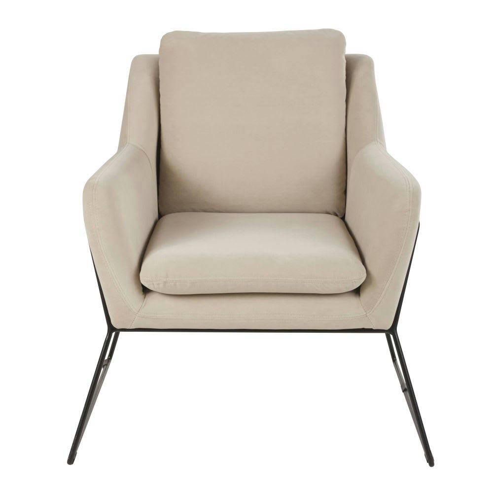 Jasper - Fauteuil en velours beige cappuccino