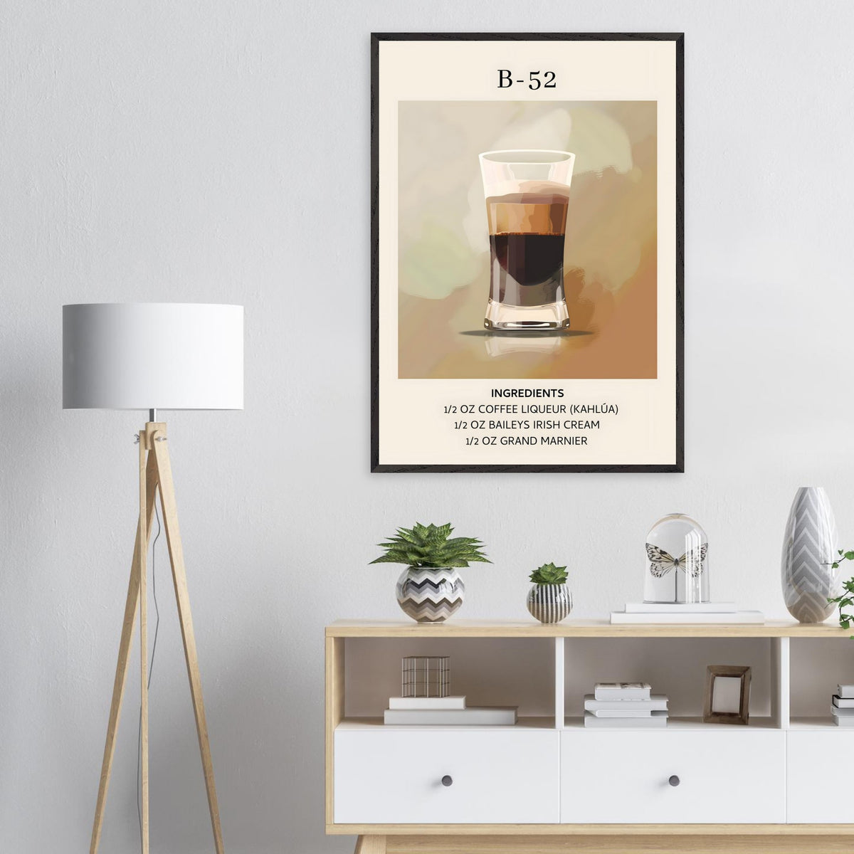 Artfulprints Poster B-52 cocktail - Ingrediënten  - 70x100 cm - Bruin