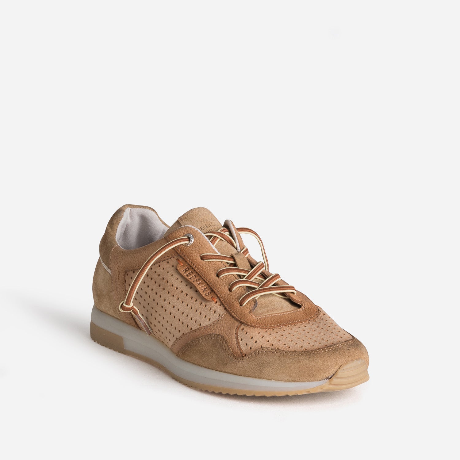 Tennis REDSKINS camel cuir perforé